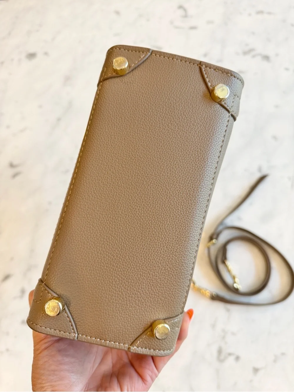 Preowned Taupe Nano Bag with shoulder strap